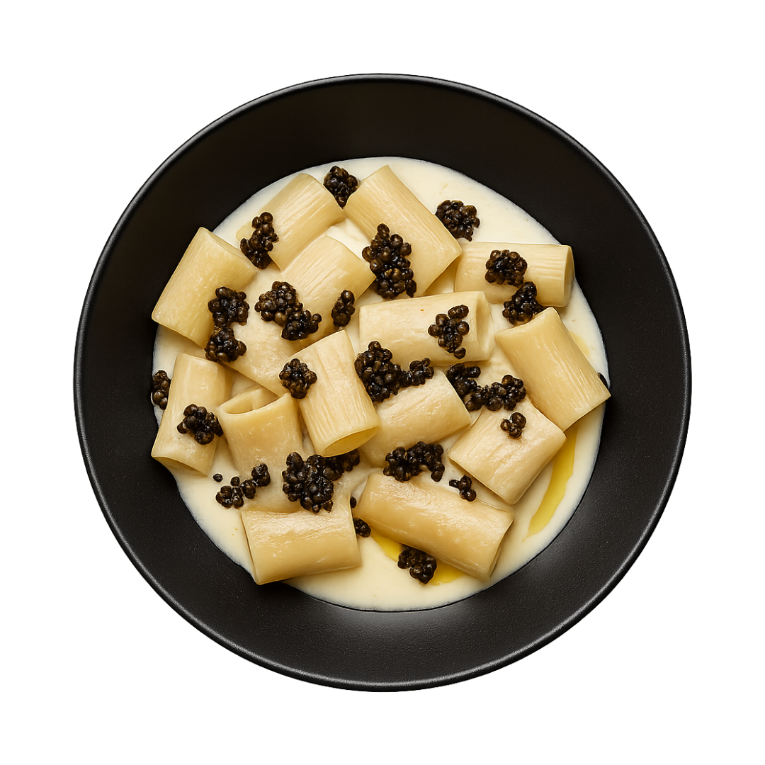 Enhanced pasta with caviar