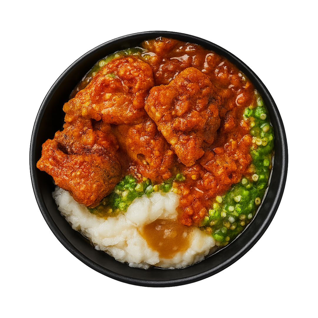 Enhanced stewed chicken with fufu